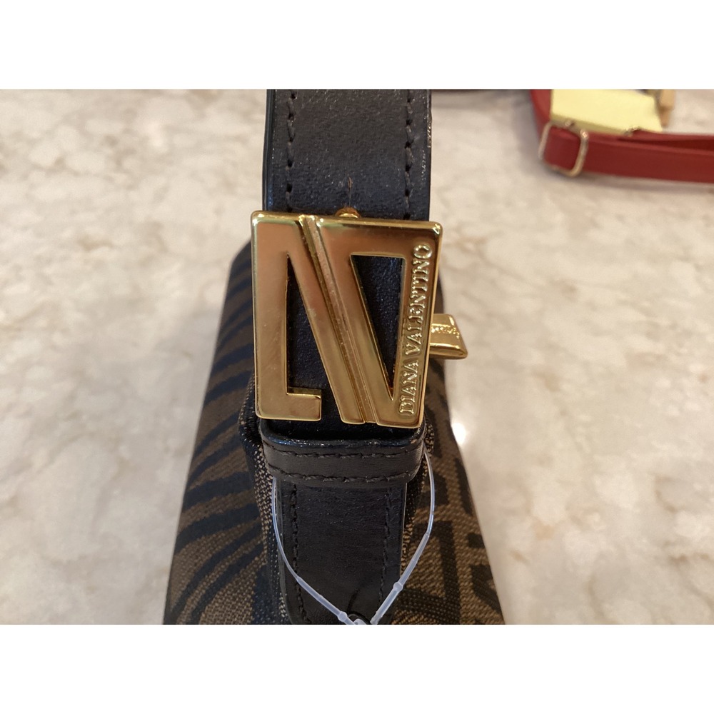 Diana Valentino Mini Top Handle Bag Designer Monogram Print Gold‎ Hardware - Picture 4 of 7